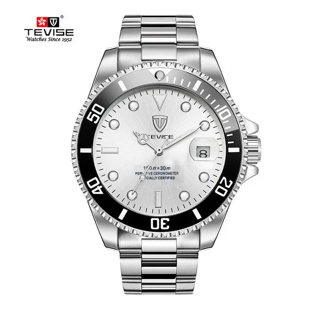 Luxury Brand Automatic Wrist Watches Tevise Stainless Steel Date Calendar Watch Diver Waterproof Military Men's Mechanical Watch - IFINDALL