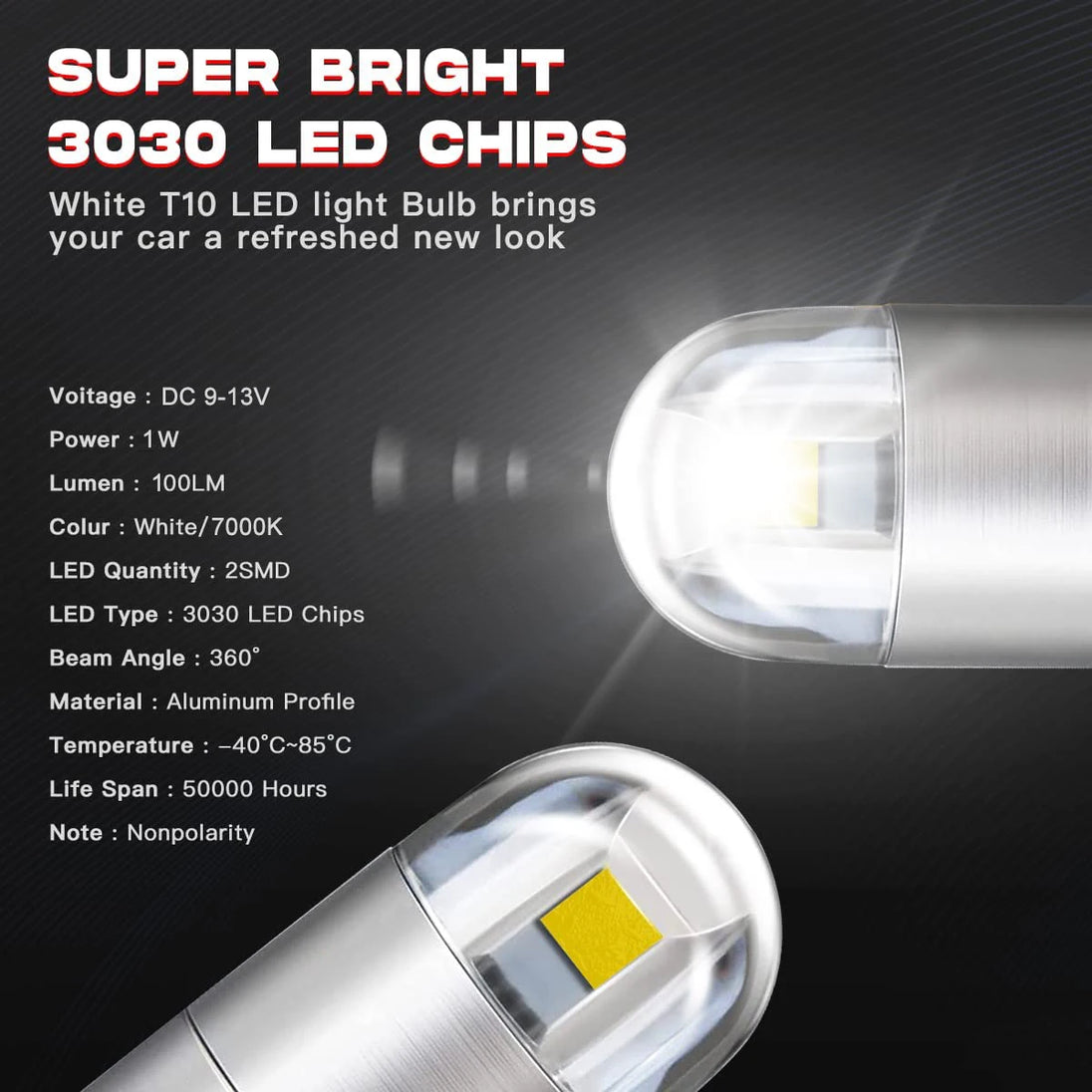 2-20 PCS T10 W5W LED Bulbs 12V Super Bright 3030 2SMD 7000K White Car Interior Dome Map Door Courtesy Dash License Plate Lights - IFINDALL