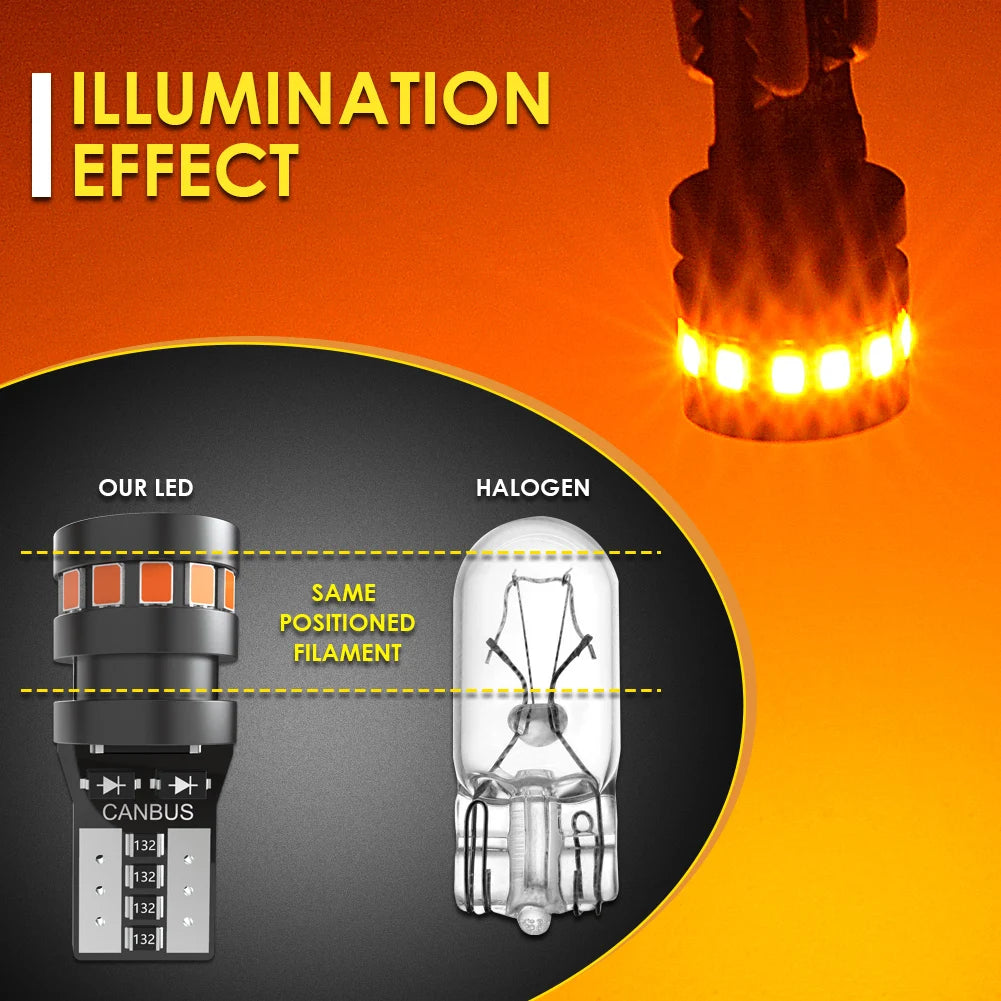 2x High Quality T10 W5W Orange Red 2015 LED Car Interior Reading Dome Light Marker Lamp 168 194 LED Auto Wedge Parking Bulbs - IFINDALL