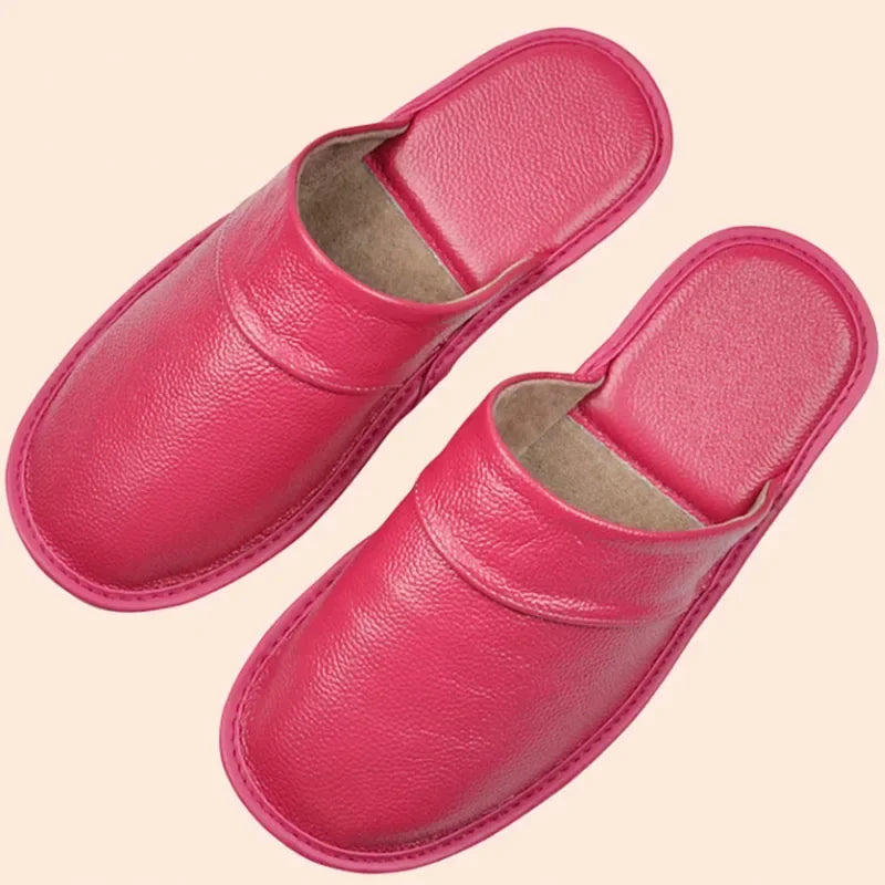 Genuine Cow Leather Slippers Homes In Indoor Slipper Spring Autumn Summer Men Women Elderly Non-slip Casual Single Slides Shoes - IFINDALL
