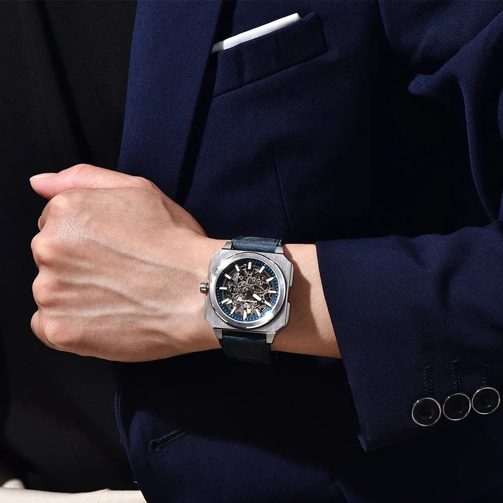 PAGANI DESIGN 42MM Skeleton Men Mechanical Watch 5ATM Waterproof Sapphire Glass Automatic Watch Square Stainless Steel Men Watch - IFINDALL