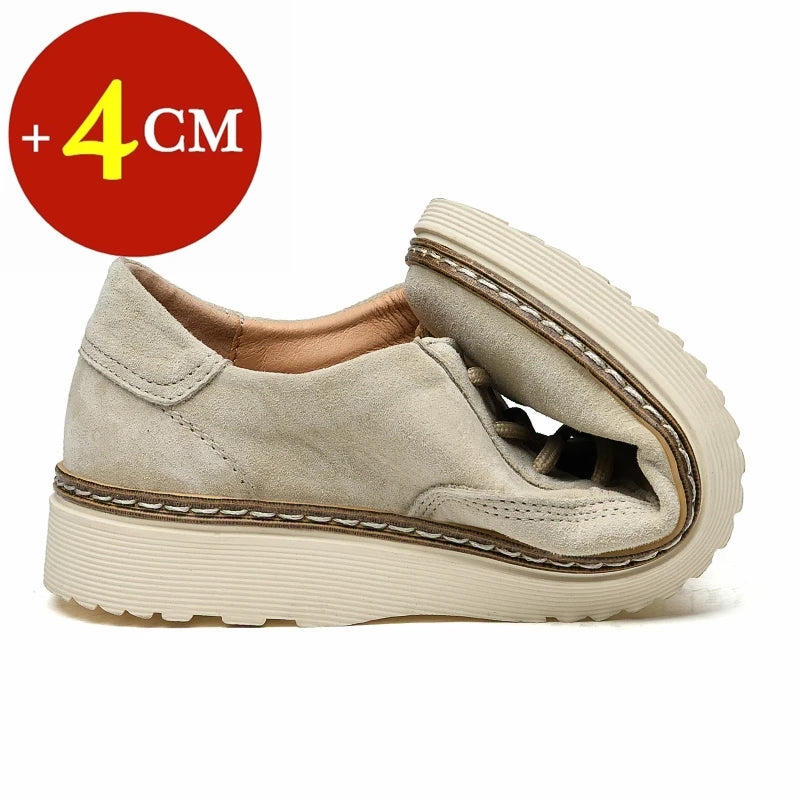 Classic Genuine Leather Casual Shoes Sneakers Man Elevator Shoes Height Increase Shoes for Men Insoles 4CM Sports Leisure Taller - IFINDALL