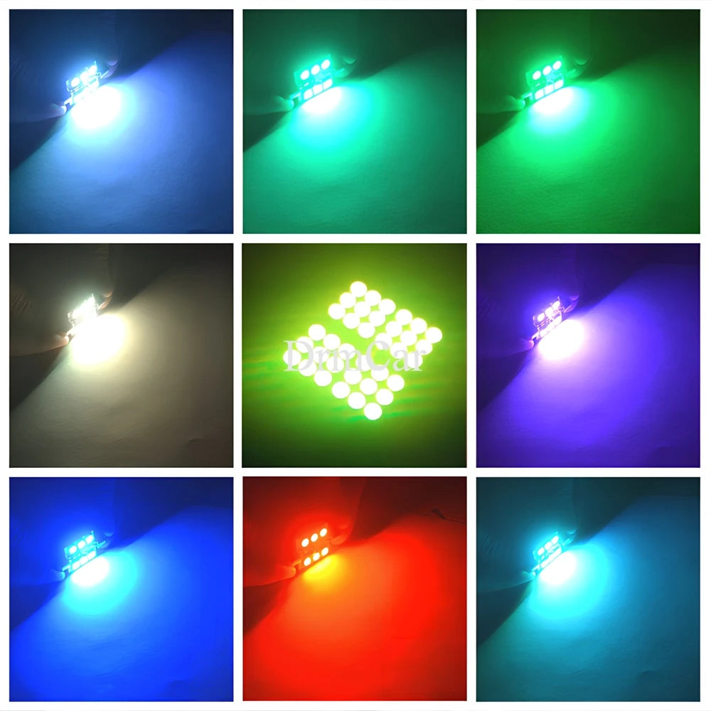 2pcs 5050 RGB 6SMD Car Led C5w C10w Interior Dome Reading Lamp Auto Remote Controller Colorful Atmosphere Light Roof Trunk Bulb - IFINDALL