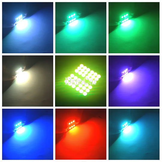2pcs 5050 RGB 6SMD Car Led C5w C10w Interior Dome Reading Lamp Auto Remote Controller Colorful Atmosphere Light Roof Trunk Bulb - IFINDALL