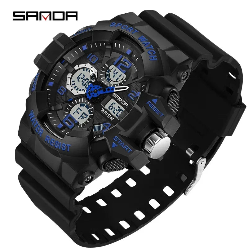 SANDA 3168 White Sport Watch  LED Digital 50M Waterproof Watch Men Multifunction Clock Relogio Masculino Men Military Watches - IFINDALL