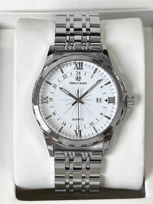 Business Man Silver Wristwatch Luminous SUS304 Stainless steel High Quality Luxury Watch Waterproof Fashion Clock hombre Reloj - IFINDALL