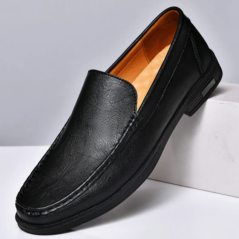Genuine Leather Slip on Loafers Men Formal Dress Shoes Office Driving Wedding Party Mocasines Hombre Big Size Casual Shoes - IFINDALL