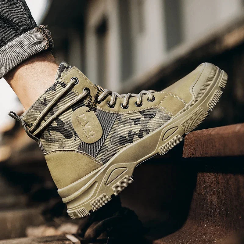 Military Boots for Men Autumn High Top Camouflage Desert Casual Flats Mens Boot Breathable Non Slip Work Shoes Zapatillas Hombre - IFINDALL