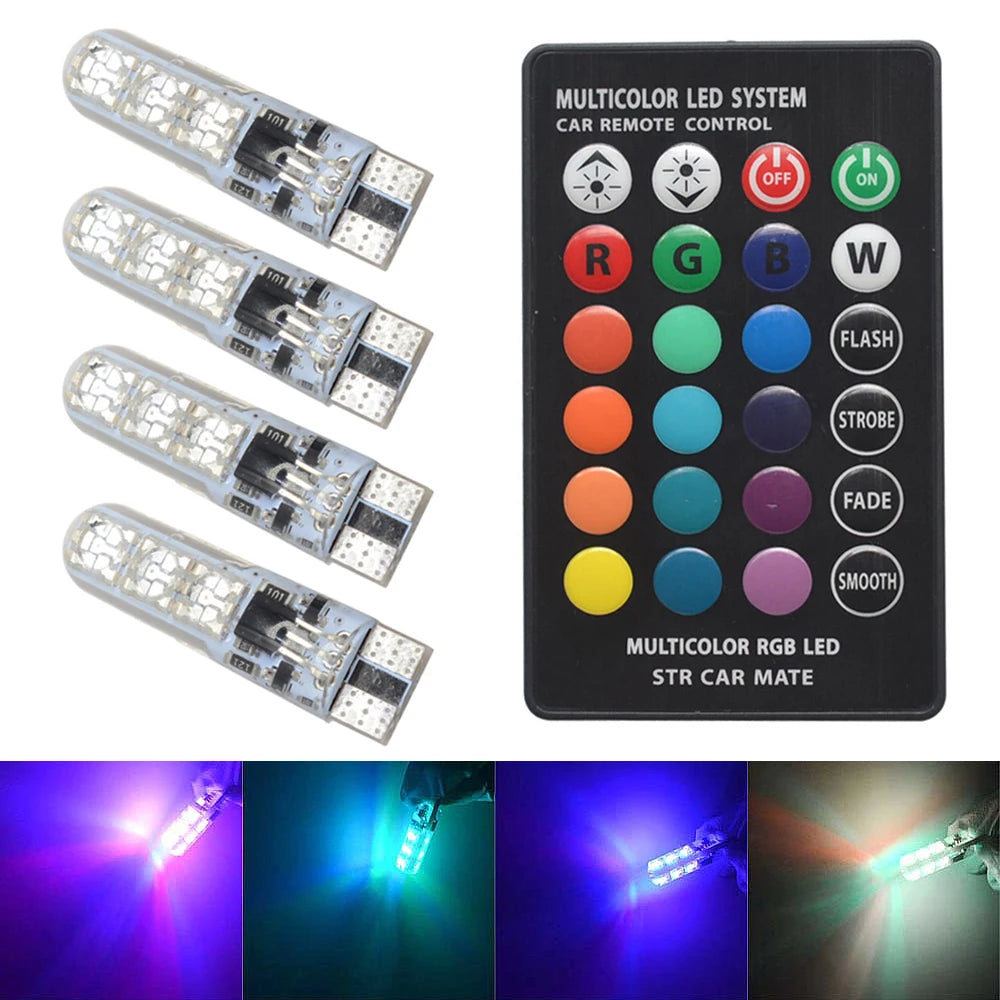 T10 W5w 194 168 5050 Festoon Dome Light Wedge Side Led SilicaGel LED Remote Controller Lamp RGB Bulbs Width Indicator - IFINDALL