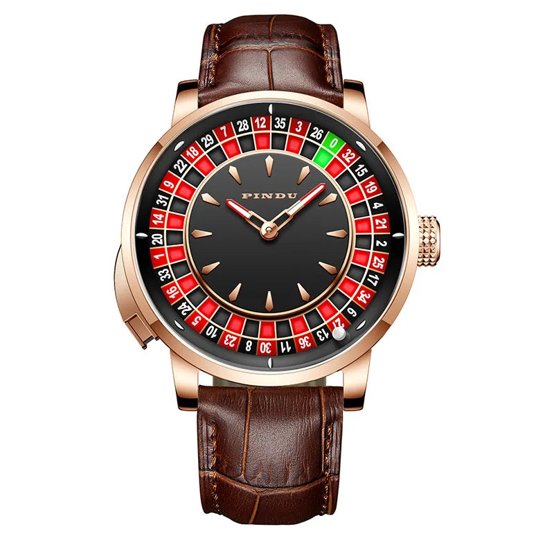 Pindu Player Gambling Series Men's Watch European Roulette Poker Game Fully Automatic Mechanical Sports Design Party Watch - IFINDALL