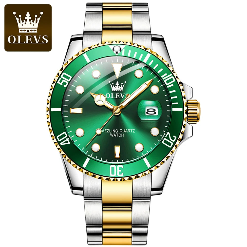 OLEVS Mens Quartz Watches Top Brand Luxury Business Waterproof Luminous Large Dial Men Wristwatches Sports Stainless Steel Watch - IFINDALL
