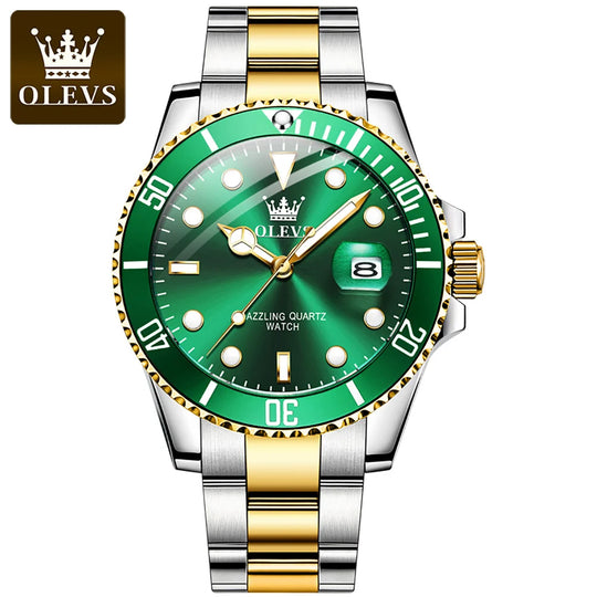 OLEVS Mens Quartz Watches Top Brand Luxury Business Waterproof Luminous Large Dial Men Wristwatches Sports Stainless Steel Watch - IFINDALL