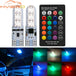 2PCS T10 5050 6SMD DC 12V Waterproof W5W Remote Controller RGB 194 168 Dome Light Silicone Wedge Side Car Signal Atmosphere Bulb - IFINDALL
