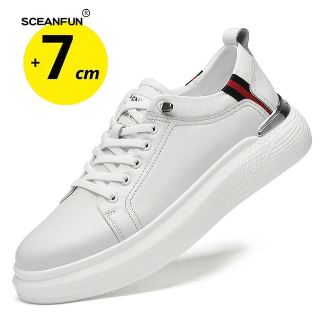 Elevator shoes for man height increase 7cm 2025 Luxury sneaker Genuine Leather Men's Hidden Heels Casual Shoe Heights Genuine Le - IFINDALL