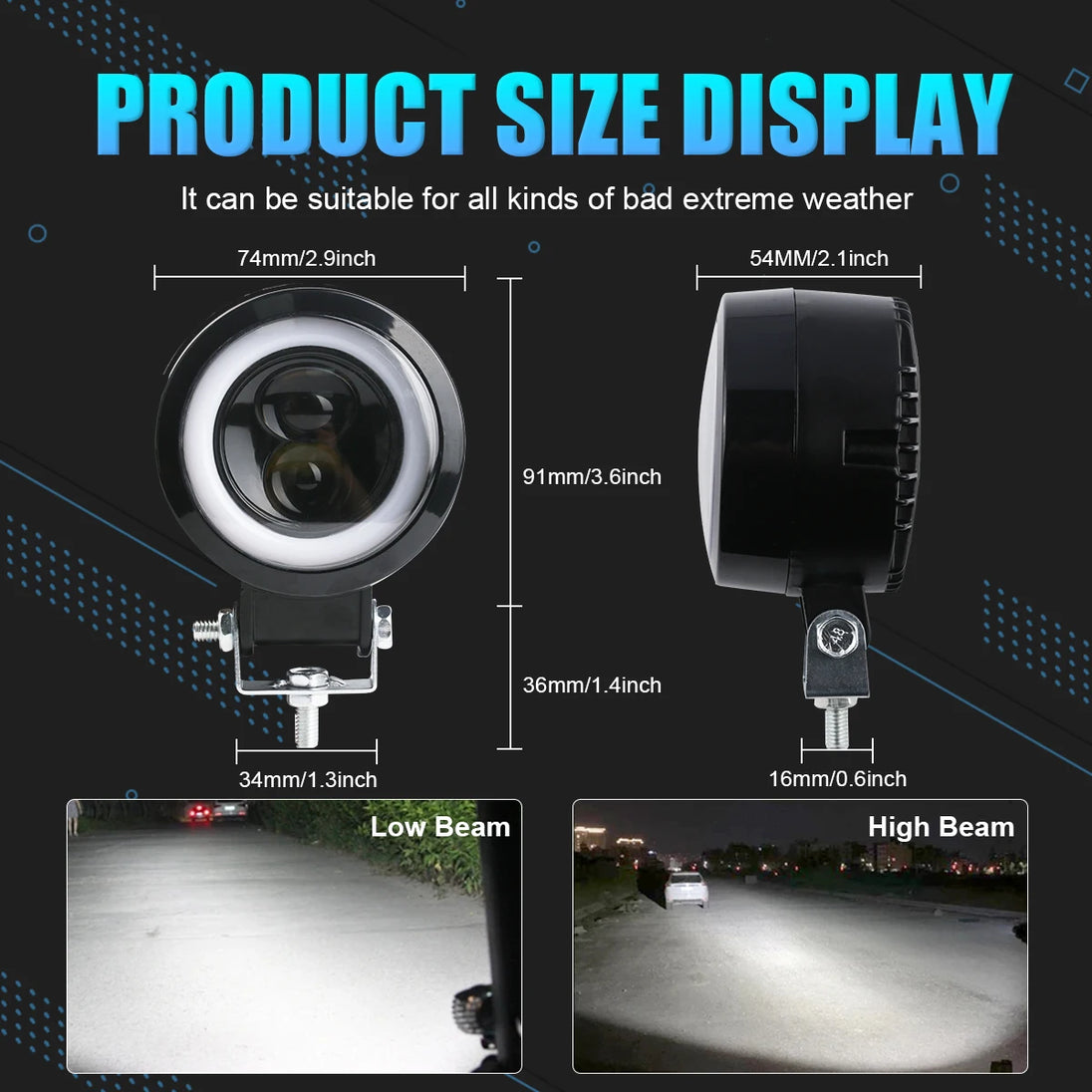 NLpearl 3inch LED Work Light Square Round Car Headlight Halo For Motorcycle Jeeps ATV SUV 12V 24V Angel Eyes Driving Lights - IFINDALL