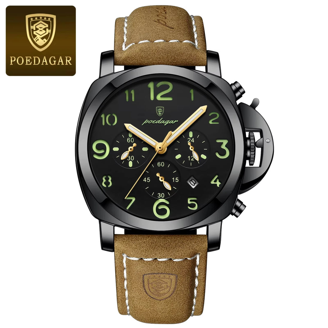 POEDAGAR Sports Military Watch For Men Waterproof Luminous Leather Man Watch Quartz High Quality Men's Sports Watches Male Reloj - IFINDALL