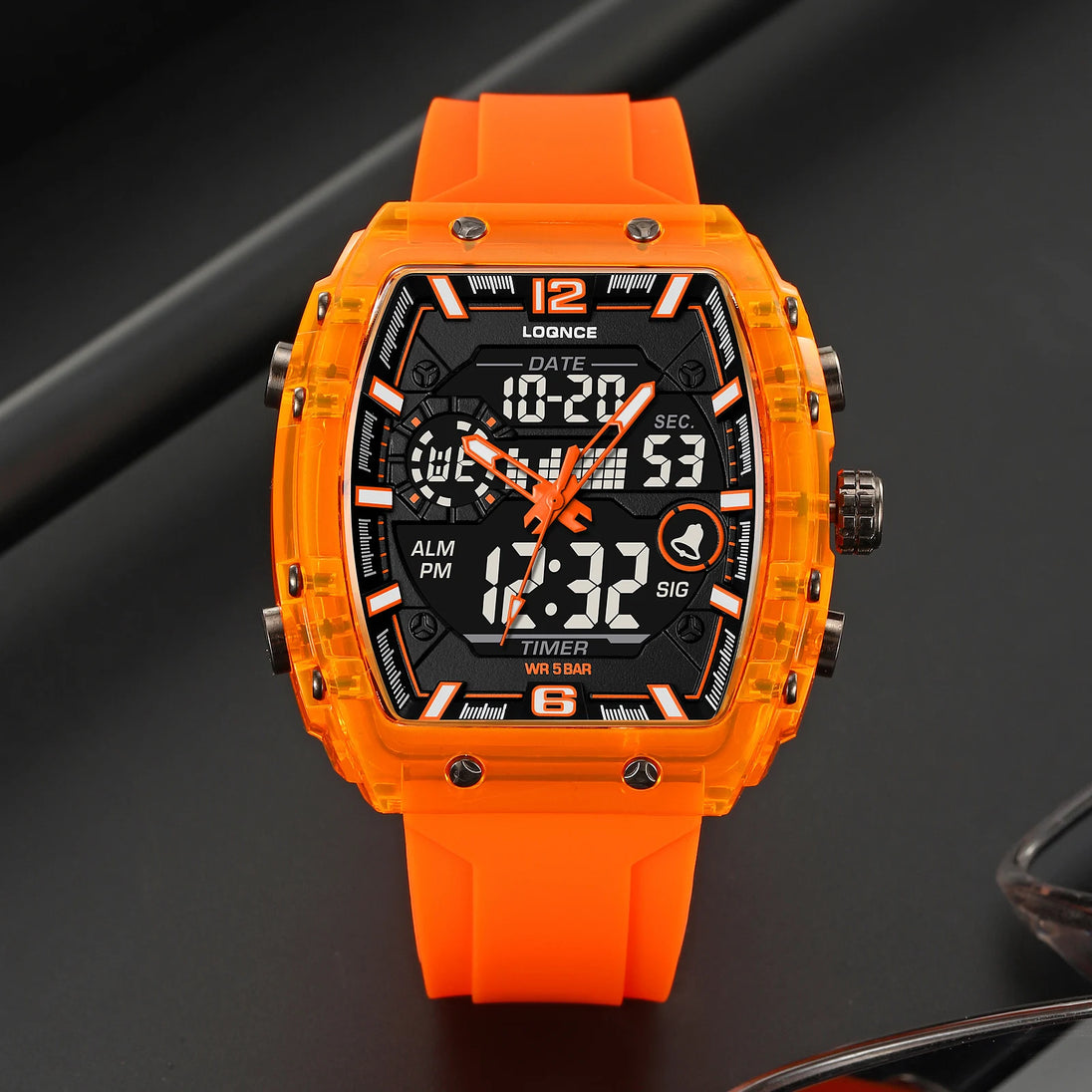 New LOQNCE  98003 Male montre homme Hour Sport Watches Digital Double Time Chronograph Watch Mens LED Week Display Wristwatches - IFINDALL