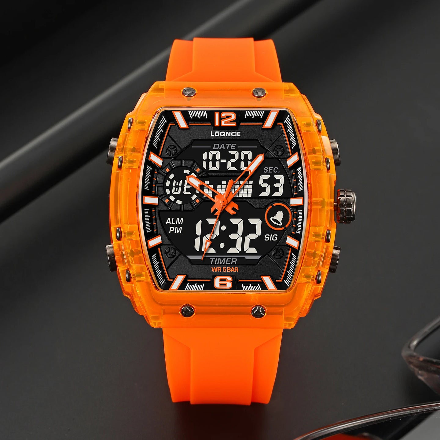 New LOQNCE  98003 Male montre homme Hour Sport Watches Digital Double Time Chronograph Watch Mens LED Week Display Wristwatches - IFINDALL