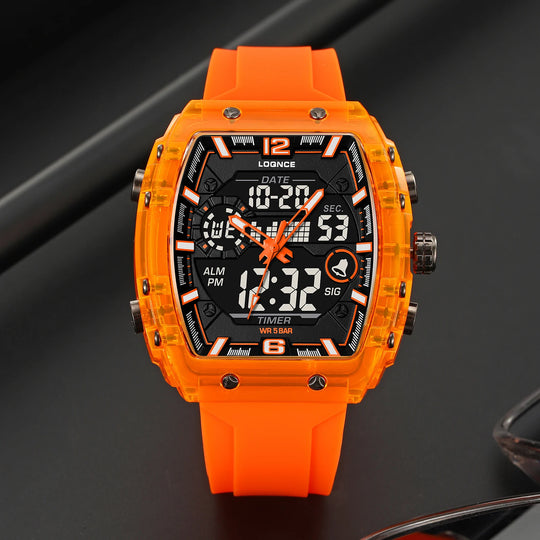 New LOQNCE  98003 Male montre homme Hour Sport Watches Digital Double Time Chronograph Watch Mens LED Week Display Wristwatches - IFINDALL