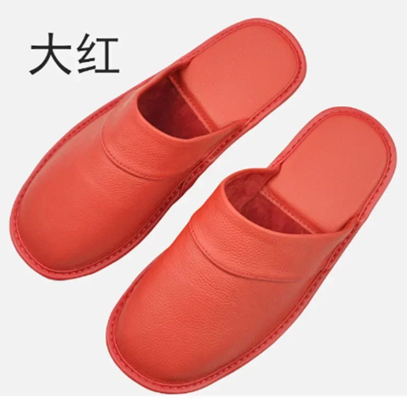 Genuine Cow Leather Slippers Homes In Indoor Slipper Spring Autumn Summer Men Women Elderly Non-slip Casual Single Slides Shoes - IFINDALL