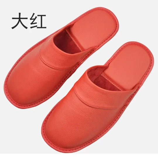 Genuine Cow Leather Slippers Homes In Indoor Slipper Spring Autumn Summer Men Women Elderly Non-slip Casual Single Slides Shoes - IFINDALL