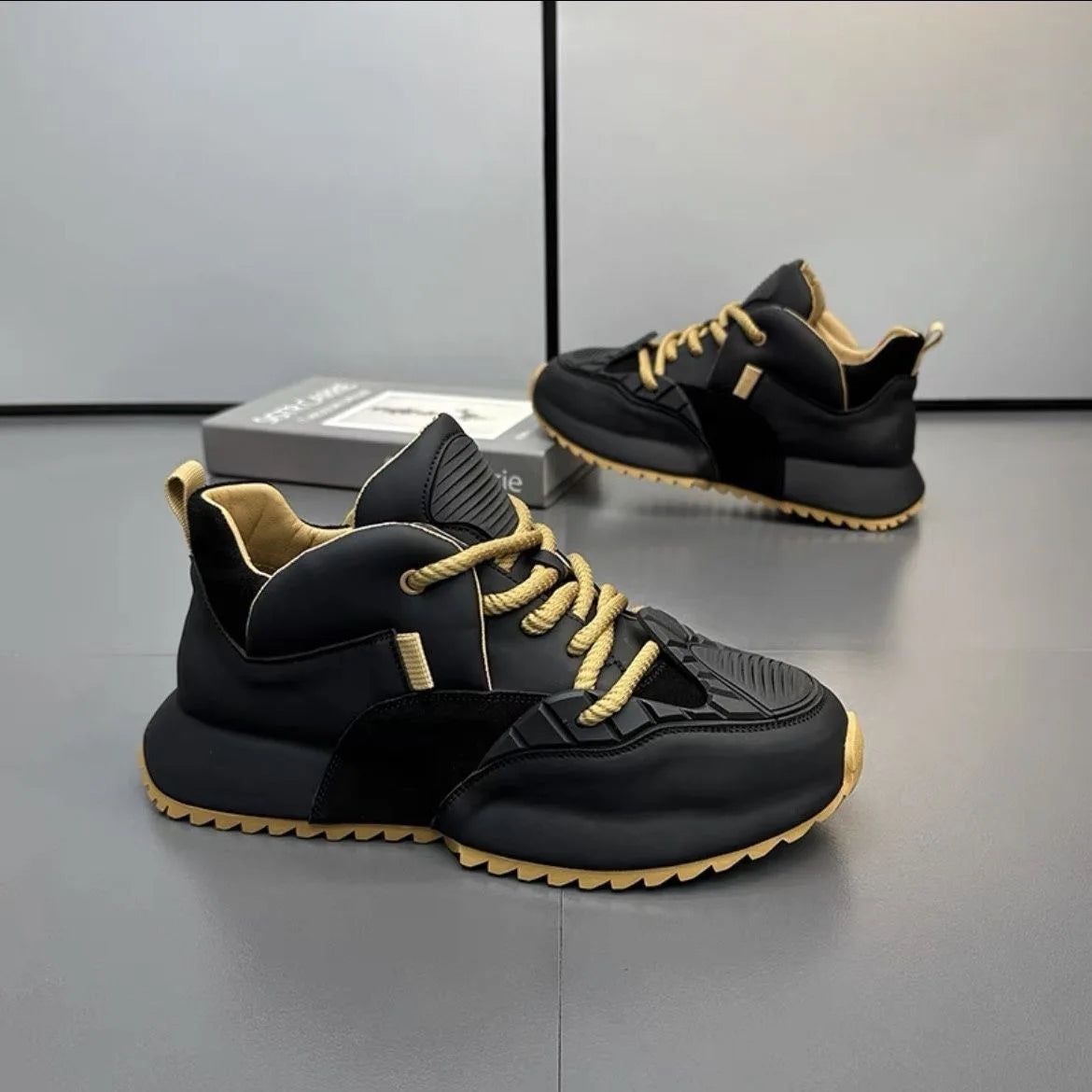 Chunky Sneaker Men Designer Cover Bottom Shoes Fashion Casual Microfiber Leather Upper Increased Internal Platform Board Shoes - IFINDALL