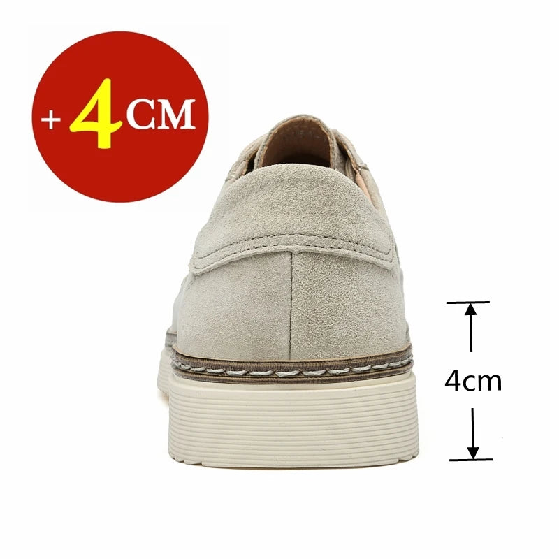 Classic Genuine Leather Casual Shoes Sneakers Man Elevator Shoes Height Increase Shoes for Men Insoles 4CM Sports Leisure Taller - IFINDALL