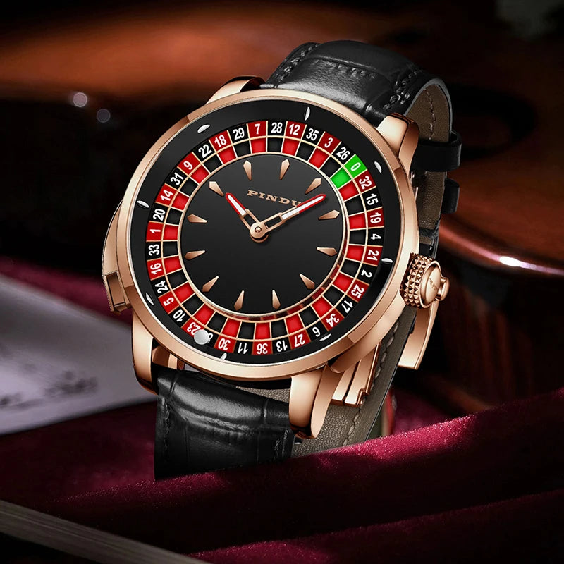 Pindu Player Gambling Series Men's Watch European Roulette Poker Game Fully Automatic Mechanical Sports Design Party Watch - IFINDALL