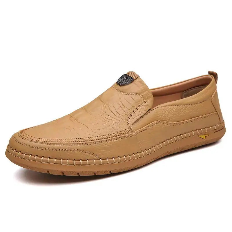 Men Casual Summer Footwear Breathable Mens Leisure Walk Loafers Genuine Leather Moccasins Hollow Out Slip on Male Driving Shoes - IFINDALL