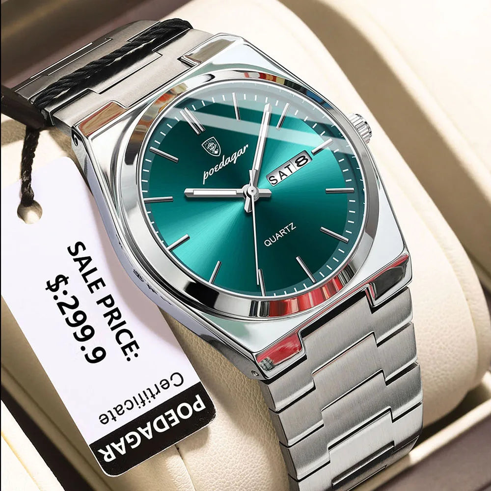 POEDAGAR Men's Watches Fine Steel Sport Fashion Original Quartz Watch for Man Waterproof Luminous Date Weel Gentleman Trend Relo - IFINDALL