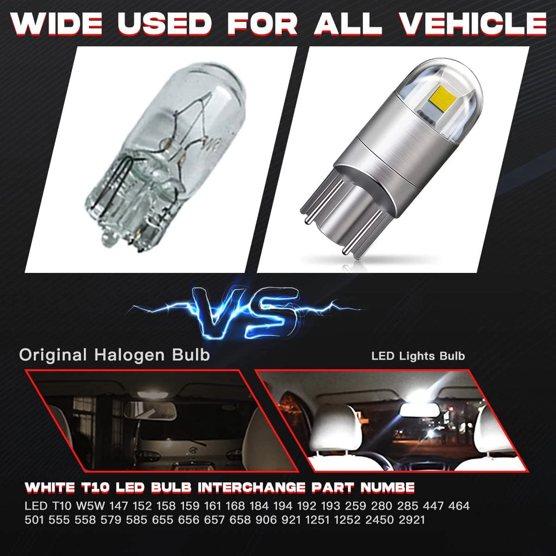 2-20 PCS T10 W5W LED Bulbs 12V Super Bright 3030 2SMD 7000K White Car Interior Dome Map Door Courtesy Dash License Plate Lights - IFINDALL