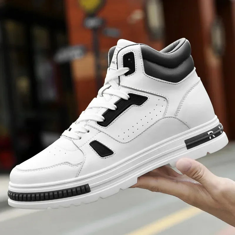 New height increasing 6/8cm men's leather boots breathable casual shoes athletic jogging gym shoes fashion leather sports shoes - IFINDALL