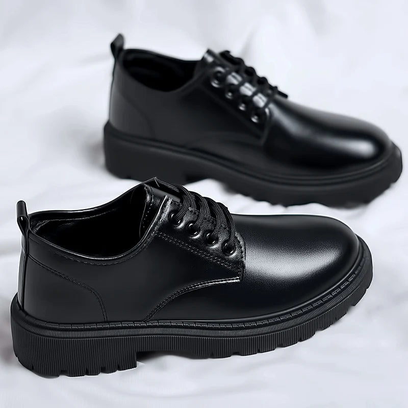 Luxury Men's Genuine Leather Business Formal Shoes British Style Men's Black Platform Lace Up Casual Shoes Zapatos De Cuero 2025 - IFINDALL
