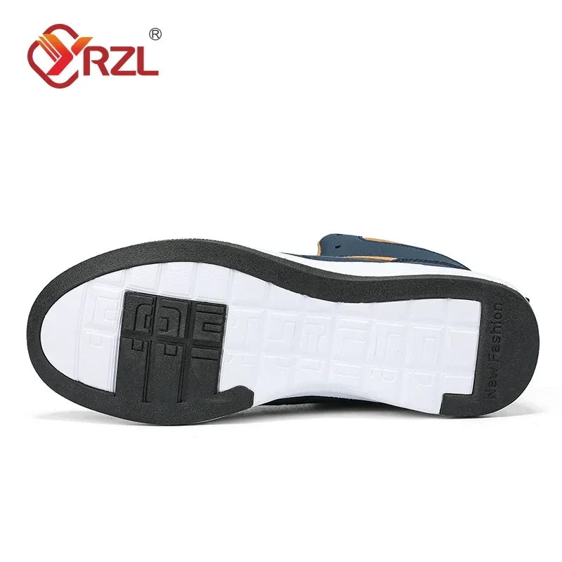 YRZL Men Shoes Spring Autumn High Top Waterproof Walking Sneakers Leisure Male Leather Sports Shoes Non-Slip Shoes for Men - IFINDALL