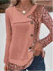 4 Color Blocked Button Long Sleeved Blouse Irregular Collar Women's Casual T-shirt Street Fashion Daily Autumn Top - IFINDALL
