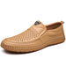 Men Casual Summer Footwear Breathable Mens Leisure Walk Loafers Genuine Leather Moccasins Hollow Out Slip on Male Driving Shoes - IFINDALL