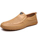 Men Casual Summer Footwear Breathable Mens Leisure Walk Loafers Genuine Leather Moccasins Hollow Out Slip on Male Driving Shoes - IFINDALL