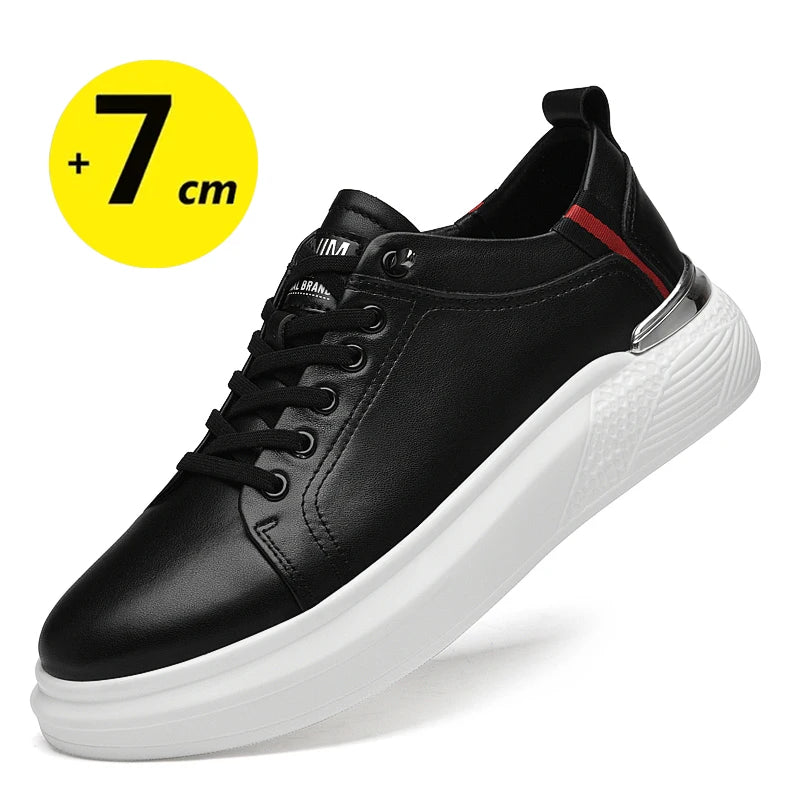 Elevator shoes for man height increase 7cm 2025 Luxury sneaker Genuine Leather Men's Hidden Heels Casual Shoe Heights Genuine Le - IFINDALL