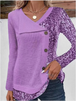 4 Color Blocked Button Long Sleeved Blouse Irregular Collar Women's Casual T-shirt Street Fashion Daily Autumn Top - IFINDALL