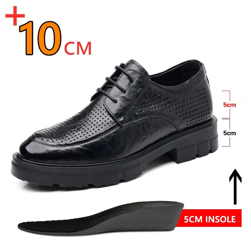 Men Dress Elevator Shoes Platform Breathable Lift Casual Business Luxury Genuine Leather Heightening Shoes 5/8/10CM Taller Male - IFINDALL