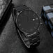 4pcs/set, Men's Simple Pointer Round Black Calendar Quartz Watch and Black Cross Pendant Necklace, Ring, Bracelet, Gift for Him - IFINDALL