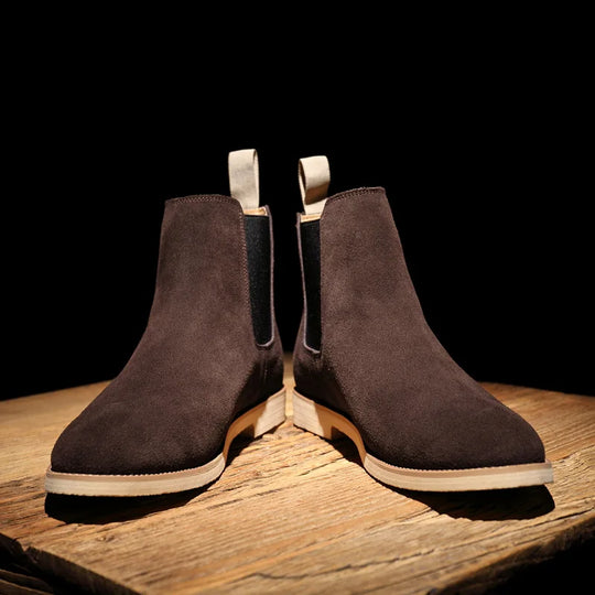 Luxury Designer New Autumn Winter Mens Pointed Suede Leather High Tops Dress Shoes For Male Formal Business Chelsea Ankle Boots - IFINDALL