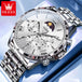OLEVS 3653 Men Watch Luxury Brand Quartz Watch Multi functional Automatic Date Timer Watch Waterproof Luminous Moonphase Watch - IFINDALL