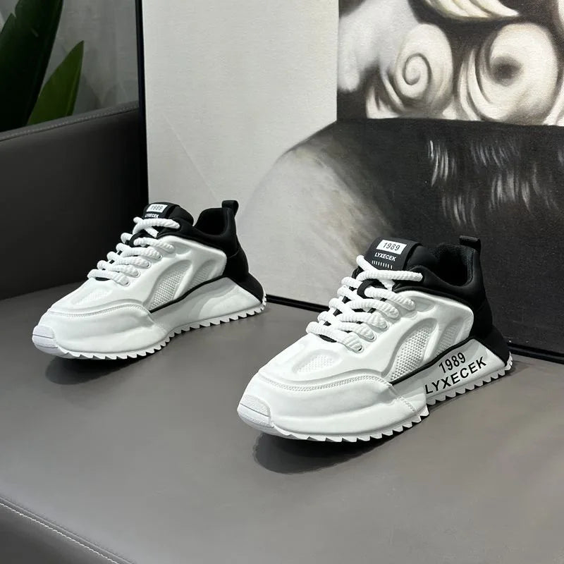 Chunky Sneaker Men Designer Cover Bottom Shoes Fashion Casual Microfiber Leather Upper Increased Internal Platform Board Shoes - IFINDALL