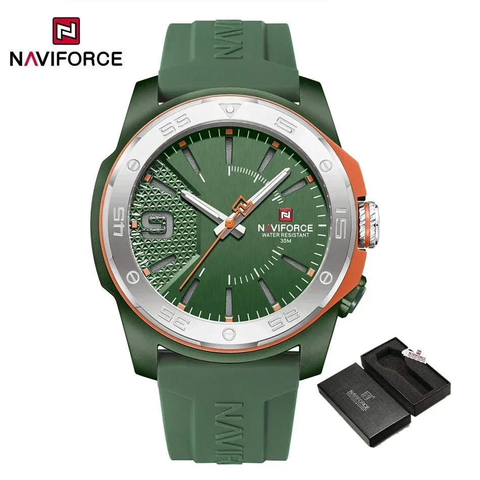 NAVIFORCE NF7112 Original Quartz Watch for Men Simple Silicone Strap 5Bar Waterproof Luminous Watches - IFINDALL