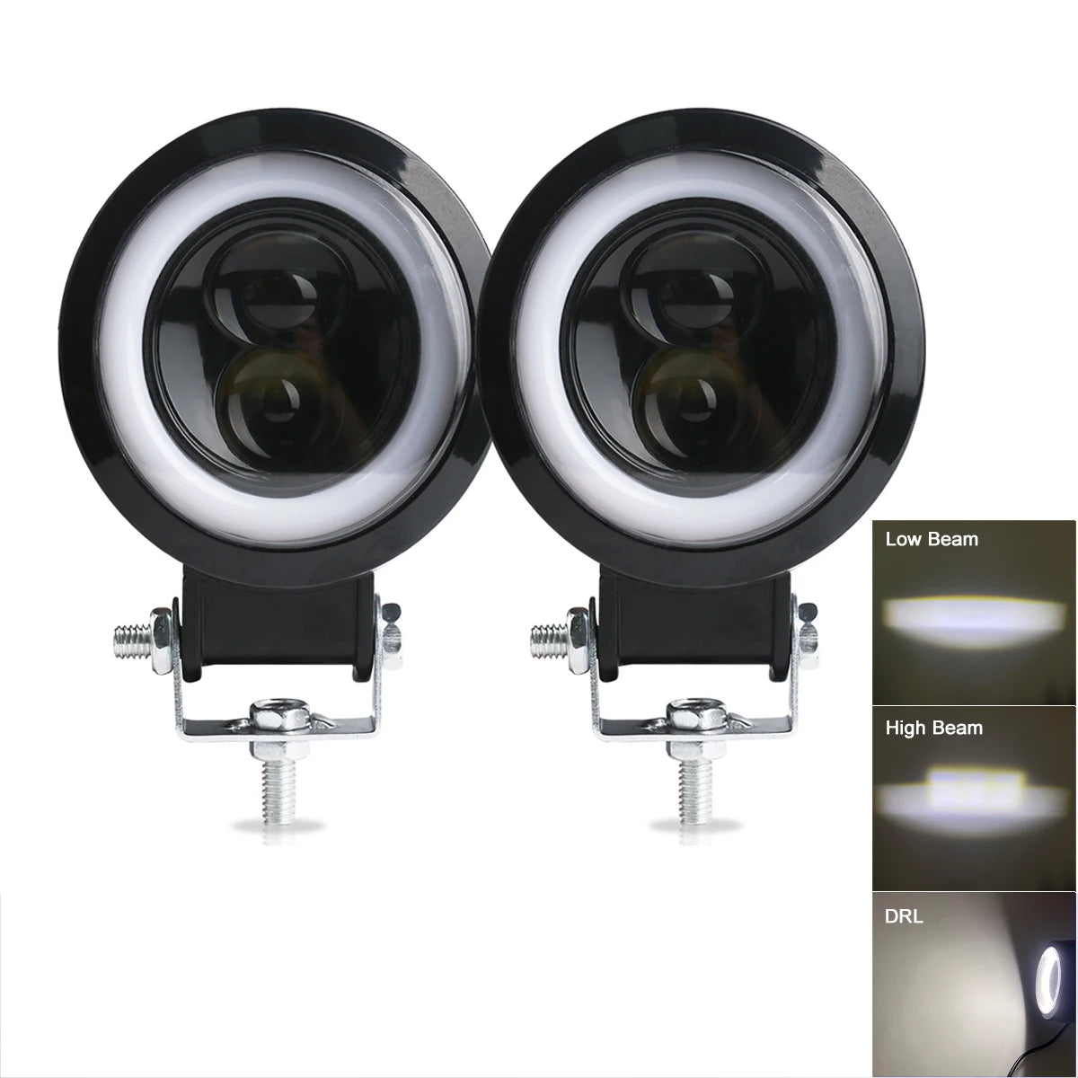 NLpearl 3inch LED Work Light Square Round Car Headlight Halo For Motorcycle Jeeps ATV SUV 12V 24V Angel Eyes Driving Lights - IFINDALL