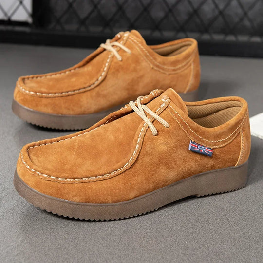 Men Casual Shoes High-Grade Suede Leather Work Shoes Male Lace-up Flats Sneakers Platform British Business Party Dress Shoes 46 - IFINDALL