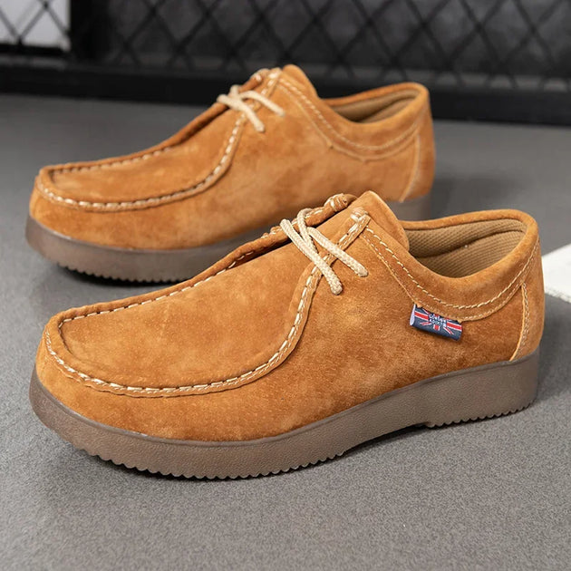 Men Casual Shoes High-Grade Suede Leather Work Shoes Male Lace-up Flats Sneakers Platform British Business Party Dress Shoes 46 - IFINDALL