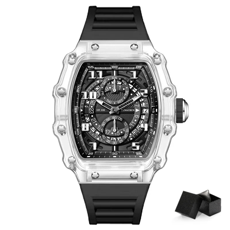 Unique Blue Fashion Brand Men's Watches Silicone Strap Waterproof Out Door Sport Military Watches for Men Multi Function Luxury - IFINDALL