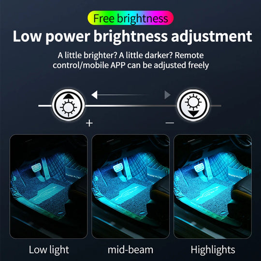 LED Car Interior Ambient Foot Strip Light New Neon Kit Accessories Backlight Remote App Music Control Auto RGB Decorative Lamps - IFINDALL